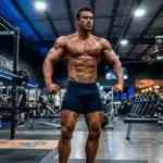 Homme très musclé posant dans une salle de sport moderne