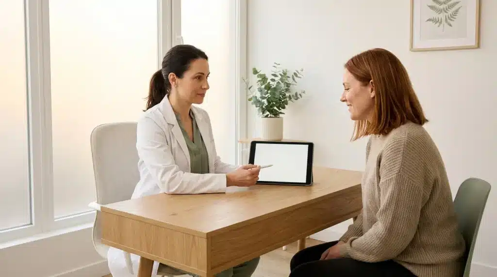 Médecin et patiente discutent lors d'une consultation